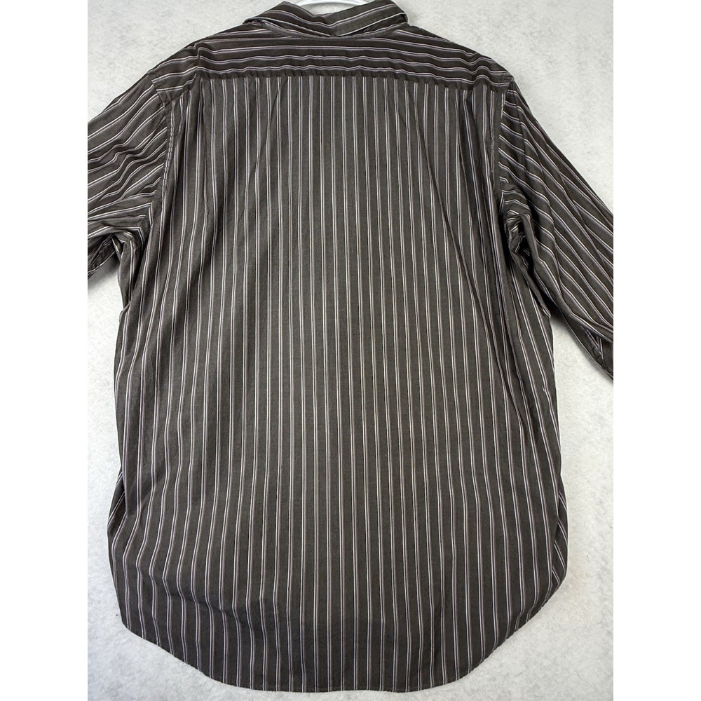 Banana Republic Men's Dress Shirt XL 17-17.5 Brown Stripe 100% Cotton Button Up - Picture 3 of 5